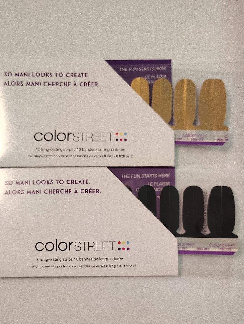 Color Street 2 Packs Of Nail Strips — Black & Gold Metallic